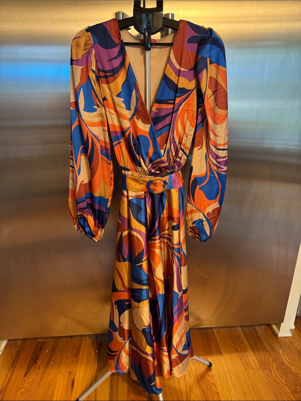 Flying Tomato Multicolor Swirl Maxi Dress - Blue, Orange, Purple - Picture 3 of 16